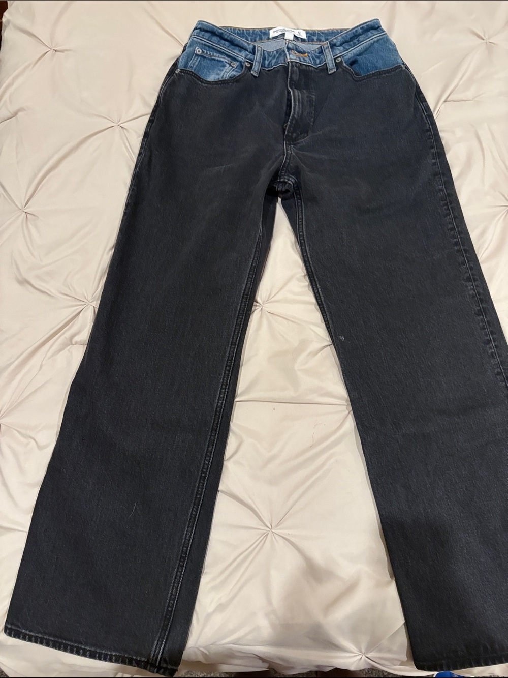Abercrombie & Fitch Two-Tone Black and Blue Straight Leg Jeans